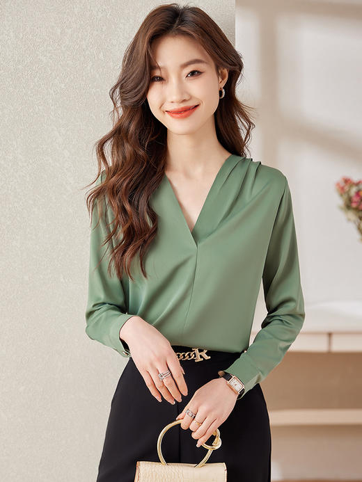 职业通勤衬衫A字高腰半身裙子休闲裤子两件套装 商品图2