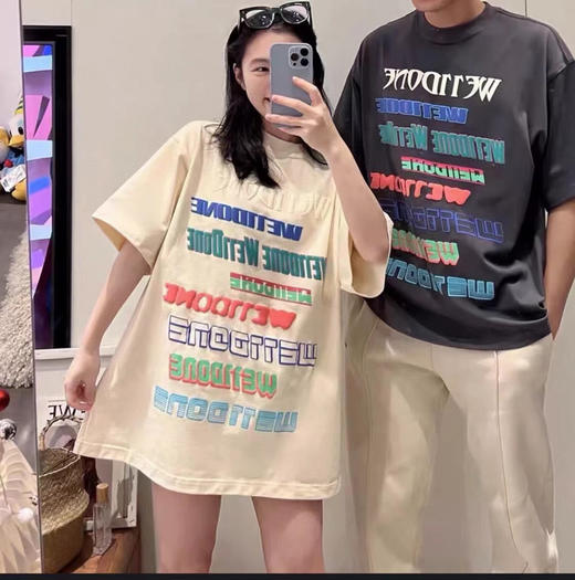We11done超大版型有机棉弹幕T恤 商品图3