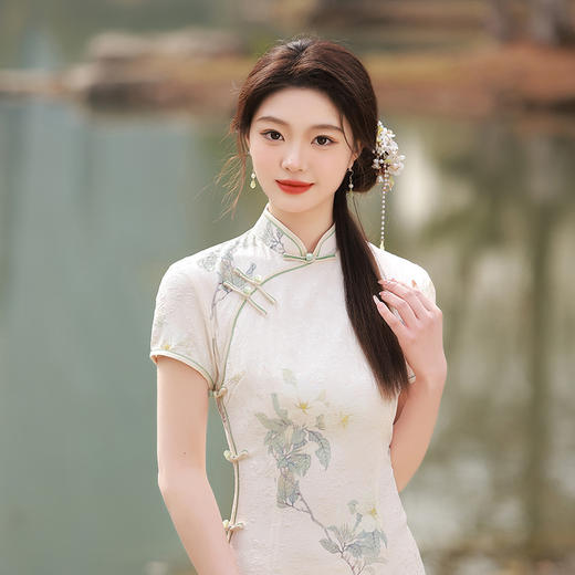 ZAYS-5162春夏改良年轻旗袍日常修身气质天丝提花旗袍 商品图2