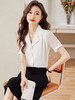 时尚泡泡袖职业通勤衬衫高腰A字半身裙两件套装 商品缩略图2