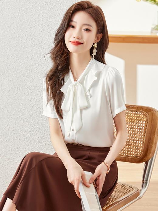 夏季新款蝴蝶领飘带时尚显瘦衬衫职场通勤衬衣上衣 商品图1