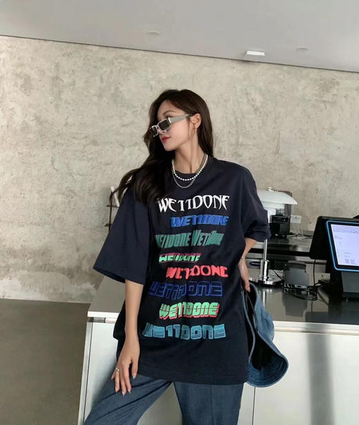 We11done超大版型有机棉弹幕T恤 商品图1