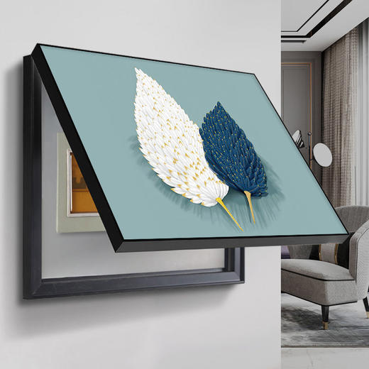 轻奢电表箱装饰画免打孔配电箱遮挡画开关盒现代简约羽毛北欧上翻 商品图0