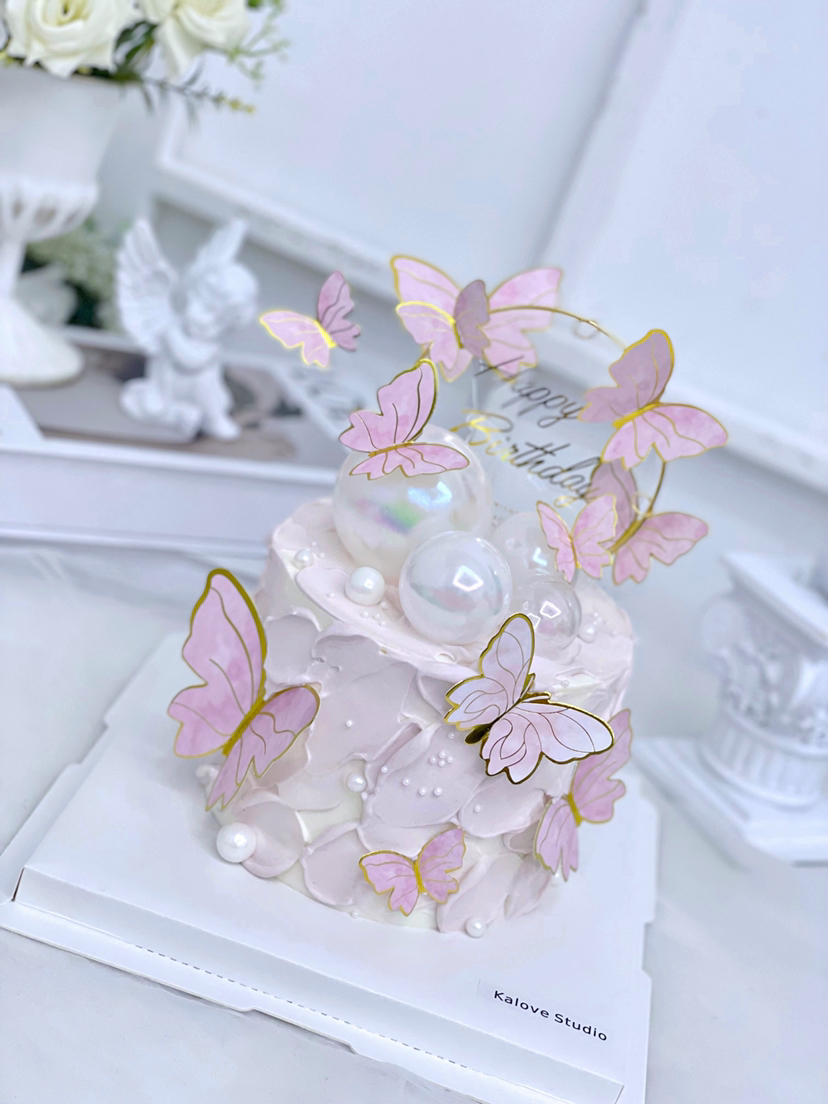 粉色女神女仙女蝴蝶蛋糕