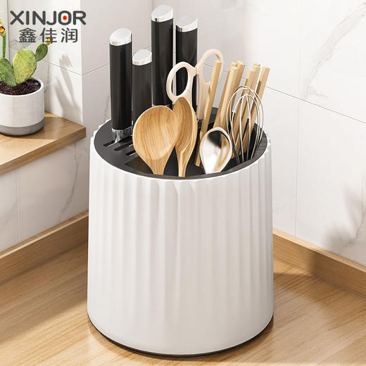 可旋转刀架置物架多功能台面置物神器家用厨房刀具筷子笼一体收纳 商品图1