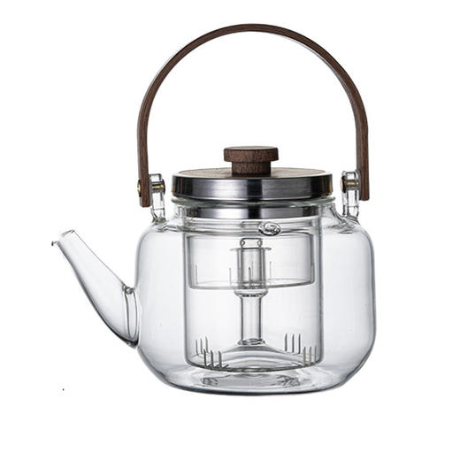 璃海匠心-透明乐栖蒸煮壶1000ML围炉煮茶壶养生泡茶提梁壶碳炉电陶炉家用 商品图0