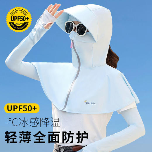 帽子女夏天防晒帽冰丝防晒面罩遮脸护颈骑车开车面纱防紫外线遮阳 商品图2