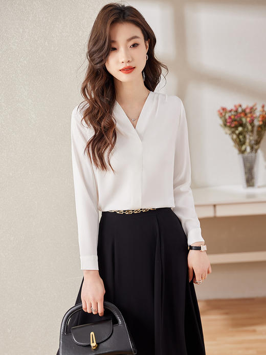 职业通勤衬衫A字高腰半身裙子休闲裤子两件套装 商品图7