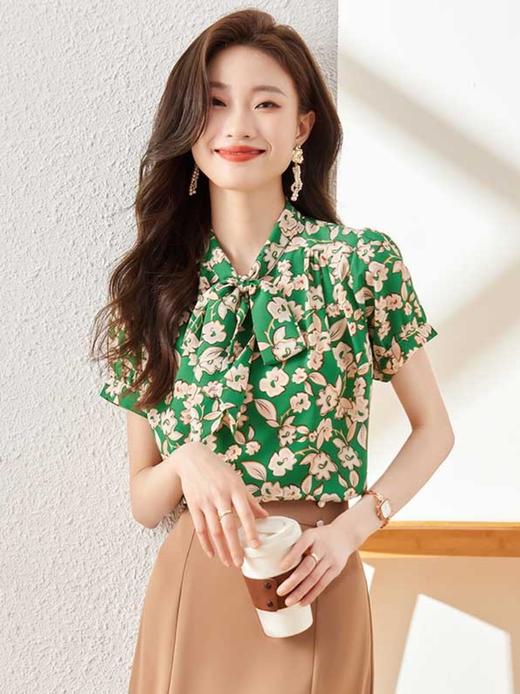 新款蝴蝶结领衬衫休闲百搭舒适显瘦衬衣上衣女 商品图1