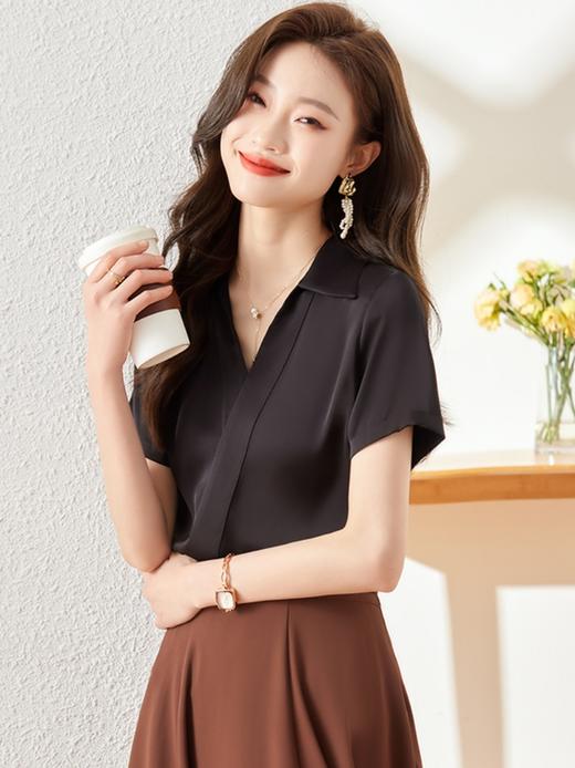 v领设计感衬衫职场简约精致时尚衬衣上衣女 商品图0