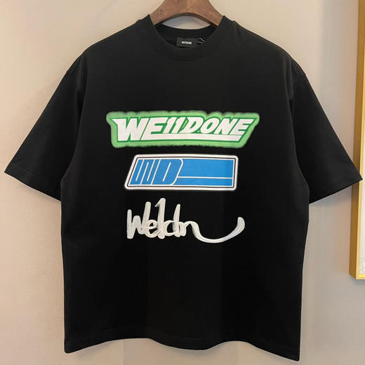 We11done超大版型有机棉植绒涂鸦T恤 商品图0