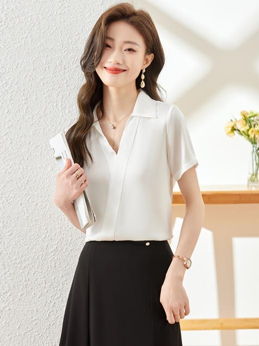 v领设计感衬衫职场简约精致时尚衬衣上衣女 商品图1