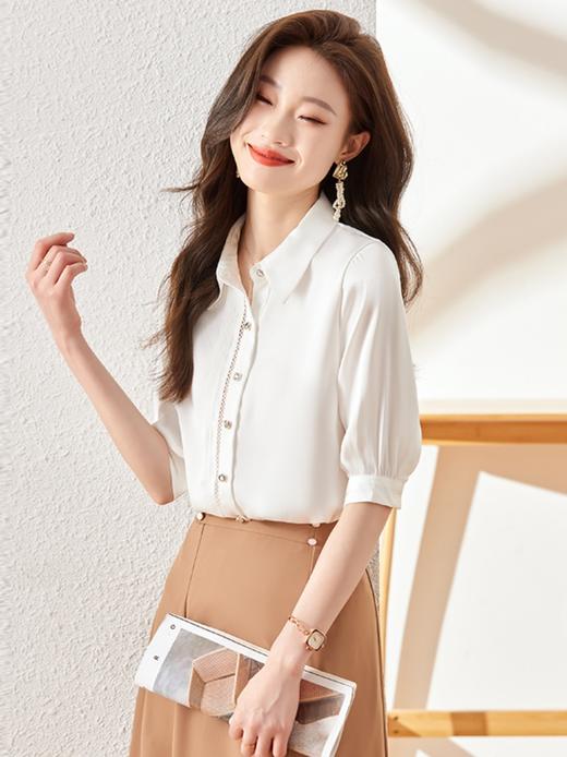 新款褶皱衣身衬衫职场时尚衬衣上衣女穿搭设计感 商品图1