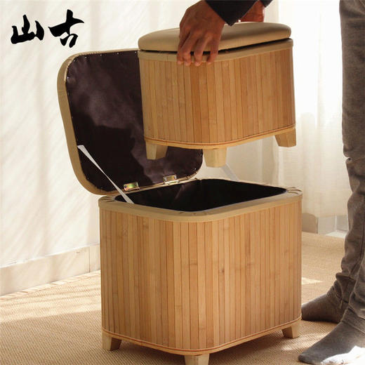 收纳凳子储物凳家用长方形实木小凳门口可坐人整理箱多功能换鞋凳 商品图2