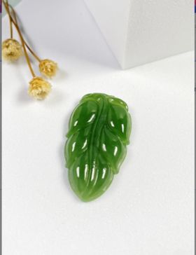 碧玉吊坠-苹果绿叶子