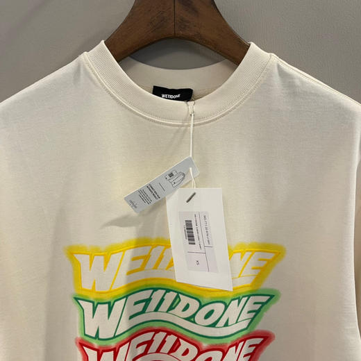 We11done超大版型有机棉植绒弹幕T恤 商品图1