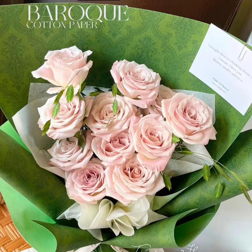 巴洛克绿色包装纸