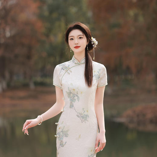 ZAYS-5162春夏改良年轻旗袍日常修身气质天丝提花旗袍 商品图4