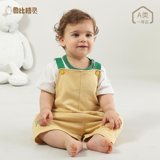 【宝宝时尚纯棉背带裤】春秋款男童女童吊带连体高腰背带裤洋气婴儿短裤子 商品图1