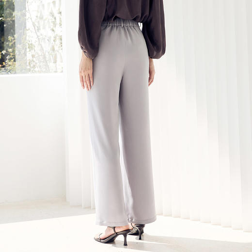 玳莎垂感直筒休闲裤女2023新款半松紧腰宽松显瘦西装裤裤子  DA36307 商品图3
