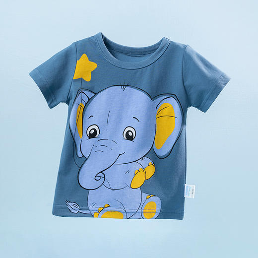 贝贝怡童装夏季儿童半袖卡通大象图案男童短袖宝宝T恤纯棉上衣潮 商品图4