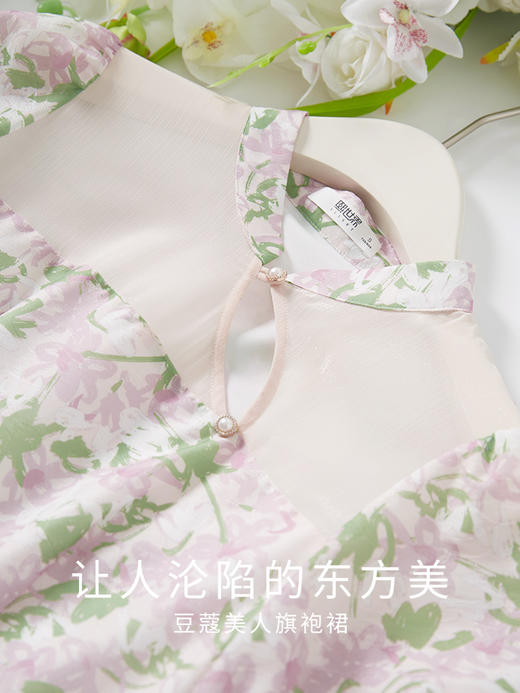 【专属特价】熙世界新中式国风改良旗袍连衣裙女夏季新款短袖复古碎花雪纺裙子 商品图2
