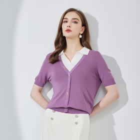 NF661斯尔丽瑟俪23春夏新款时尚撞色拼接显瘦女式针织衫