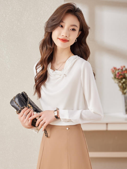 新品职业通勤衬衫A字高腰半身裙子休闲裤子两件套装 商品图0