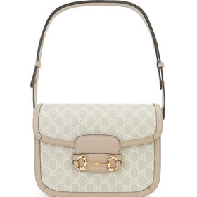 GUCCI 古驰   女包 1955马衔扣手袋单肩斜挎提挎马鞍包 米白色602204 UULBG