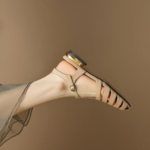 复古法式，平跟真皮凉鞋DP-9172 商品图7