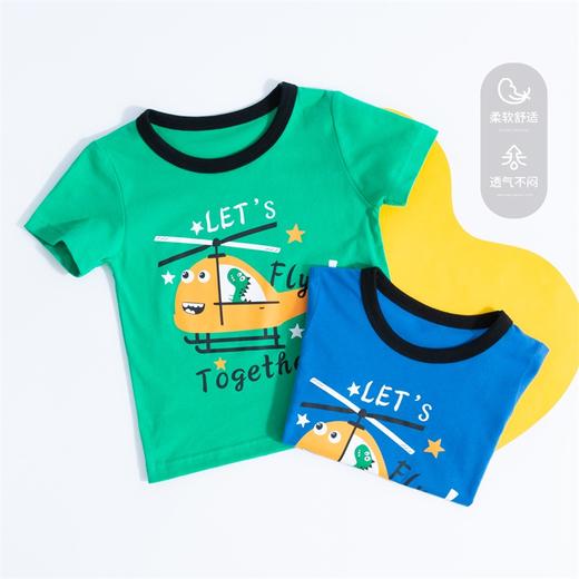 贝贝怡卡通飞机男童短袖T恤衫夏季儿童半袖男宝宝纯棉上衣夏装潮 商品图3