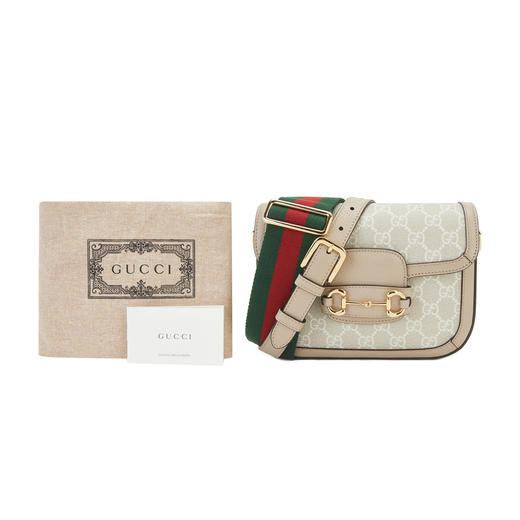 GUCCI 古驰  米色/白色经典马衔扣迷你单肩马鞍包斜挎包658574UULAG 商品图4