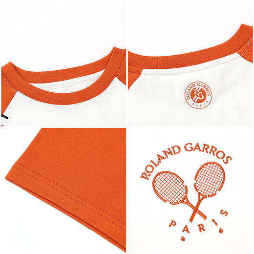 罗兰加洛斯2023夏季女士t恤上衣短袖常规纯棉时尚撞色运动 商品图3