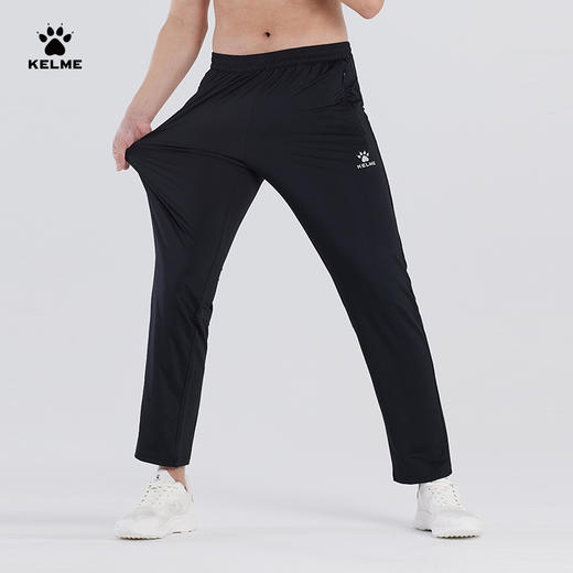 KELME卡尔美训练足球裤针织直筒运动长裤男弹力黑色跑步休闲裤子 商品图3