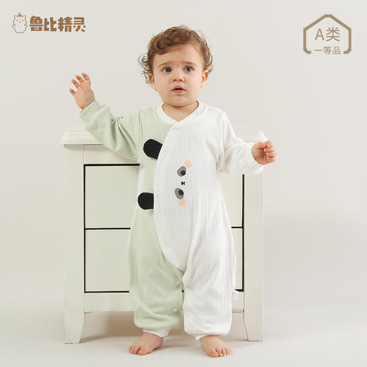 【可爱熊猫连体衣】新生儿衣服初生婴儿A类连体衣春秋宝宝双层护肚蝴蝶哈衣和尚服 商品图1