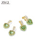 ZEGL绿色爱心耳环女小众设计感高级耳钉耳夹无耳洞925银针耳饰品 商品缩略图1