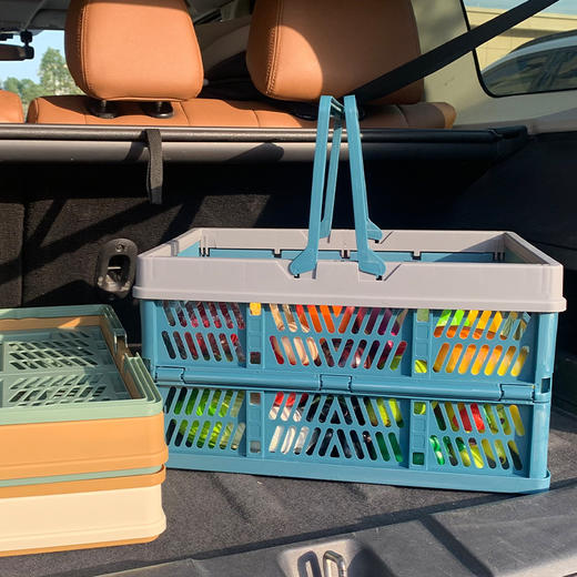 「三款配色！可折叠」可折叠野餐篮 ins超市购物篮菜买菜篮子居家日用收纳整理大号春游手提篮日式买菜蓝 商品图3