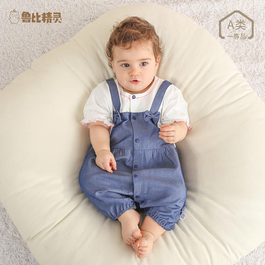 宝宝夏季短袖哈衣拼牛仔假两件背带裤婴儿连体爬服婴幼儿连体衣 商品图2