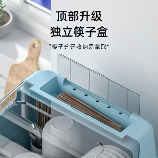 「防尘沥水！分类收纳」装碗筷收纳盒 带沥水放碗箱碗碟收纳整理架厨房用品台面碗柜 商品图2