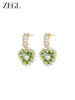 ZEGL绿色爱心耳环女小众设计感高级耳钉耳夹无耳洞925银针耳饰品 商品缩略图0