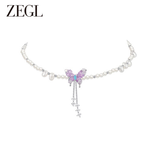 ZEGL设计师花园系列蝴蝶串珠项链女生轻奢高级感人造珍珠锁骨颈链 商品图0