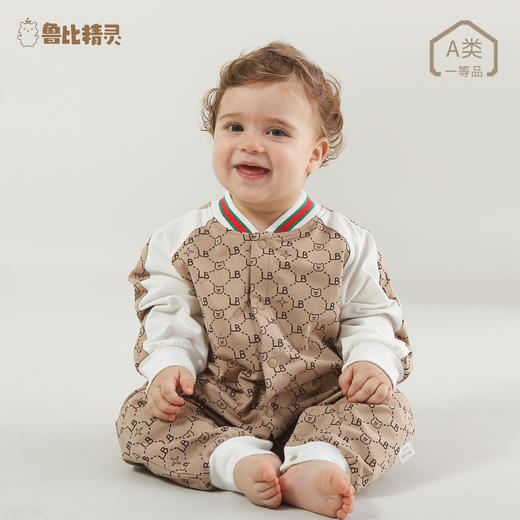 【宝宝棒球领连体衣】婴儿春秋款连体衣宝宝衣服长袖棒球领外出服抱衣新生儿哈衣外套 商品图1