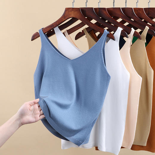 吊带背心女，新款女装气质v领洋气小衫宽松遮肚子无袖上衣SG-DY030107 商品图3