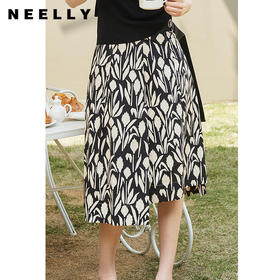 NEELLY纳俪气质印花半身裙女不对称裙摆设计A字裙中长款夏季新款N23044E05508