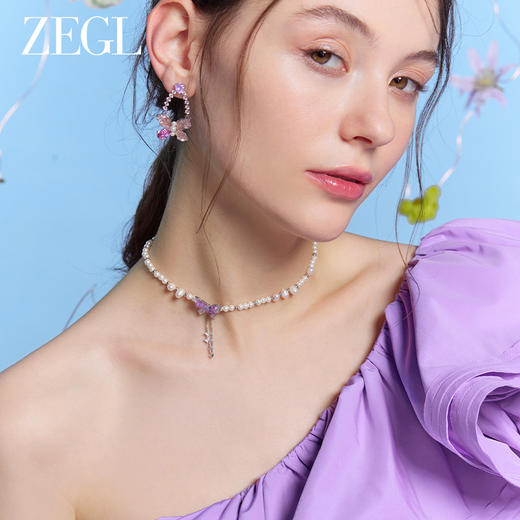 ZEGL设计师花园系列蝴蝶串珠项链女生轻奢高级感人造珍珠锁骨颈链 商品图4