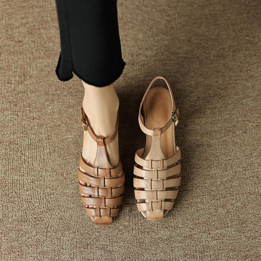 复古法式，平跟真皮凉鞋DP-9172 商品图6