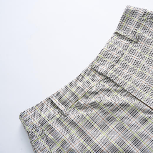 谜底格纹短裤女2023夏新款复古高腰时尚格子修身直筒裤232MK0575 商品图3