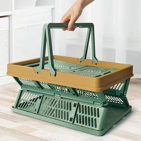 「三款配色！可折叠」可折叠野餐篮 ins超市购物篮菜买菜篮子居家日用收纳整理大号春游手提篮日式买菜蓝