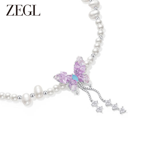 ZEGL设计师花园系列蝴蝶串珠项链女生轻奢高级感人造珍珠锁骨颈链 商品图1