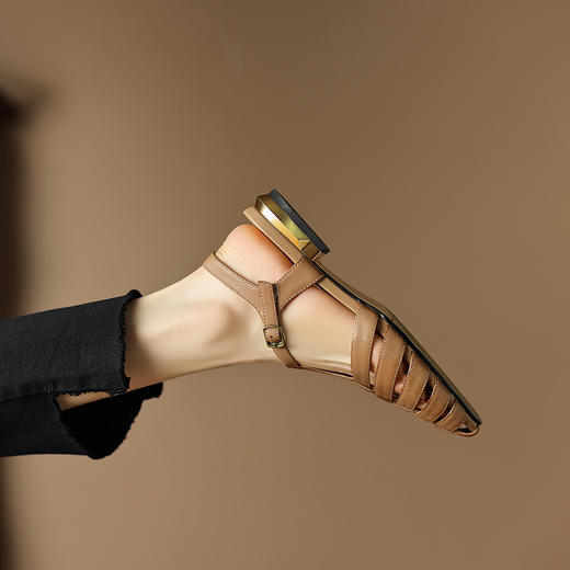 复古法式，平跟真皮凉鞋DP-9172 商品图3